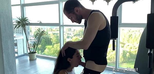  Step sister Katty West seduced stepbrother Oliver Strelly and creampied in the gym . Filled up tight pussy with hot cum